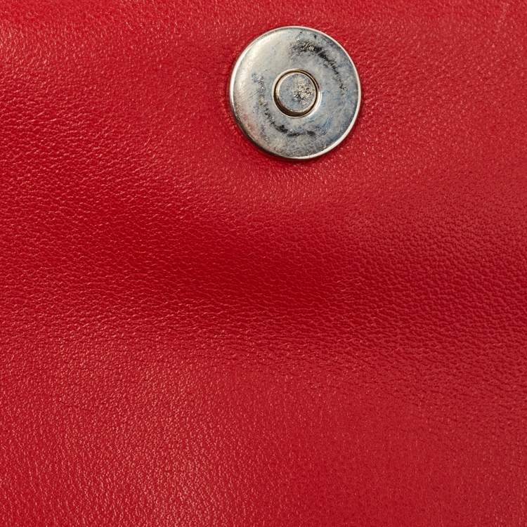 Pre Owned Dior Red Cannage Leather Lady Dior Chain Clutch