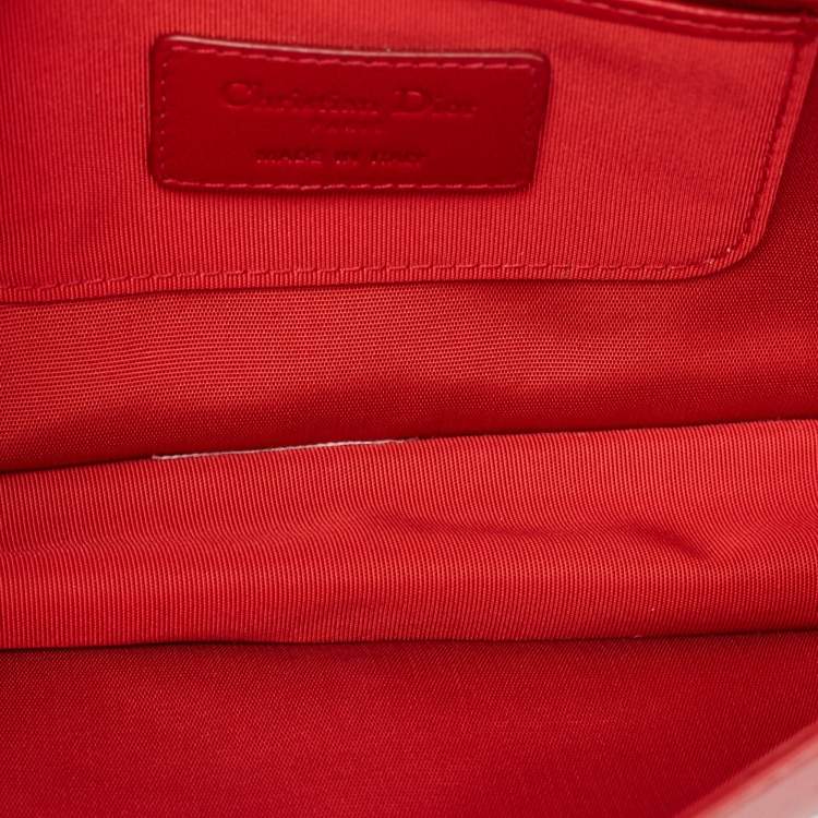 Pre Owned Dior Red Cannage Leather Lady Dior Chain Clutch