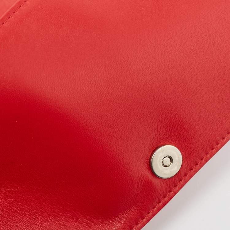 Pre Owned Dior Red Cannage Leather Lady Dior Chain Clutch