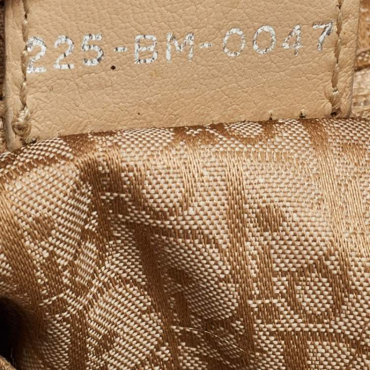 Pre Owned Dior Beige Cannage Nylon and Leather Drawstring Bag