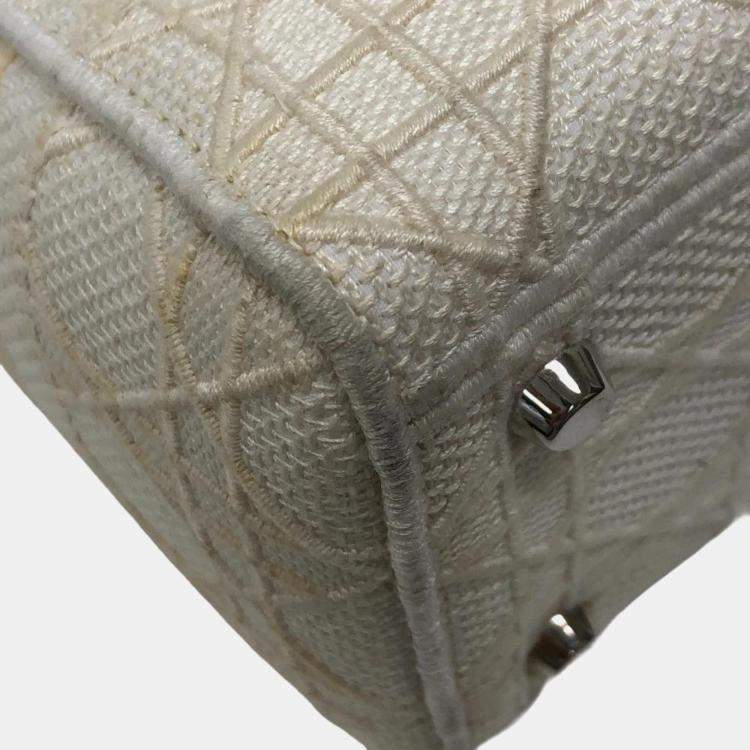 Pre Owned Dior Beige Canvas Lady D-Lite Medium Tote Bag