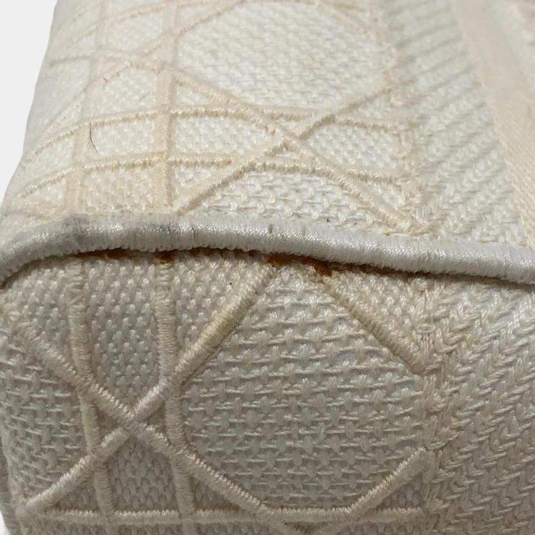 Pre Owned Dior Beige Canvas Lady D-Lite Medium Tote Bag