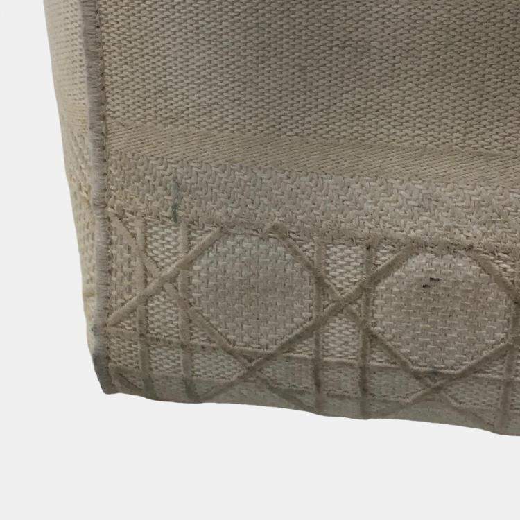 Pre Owned Dior Beige Canvas Lady D-Lite Medium Tote Bag