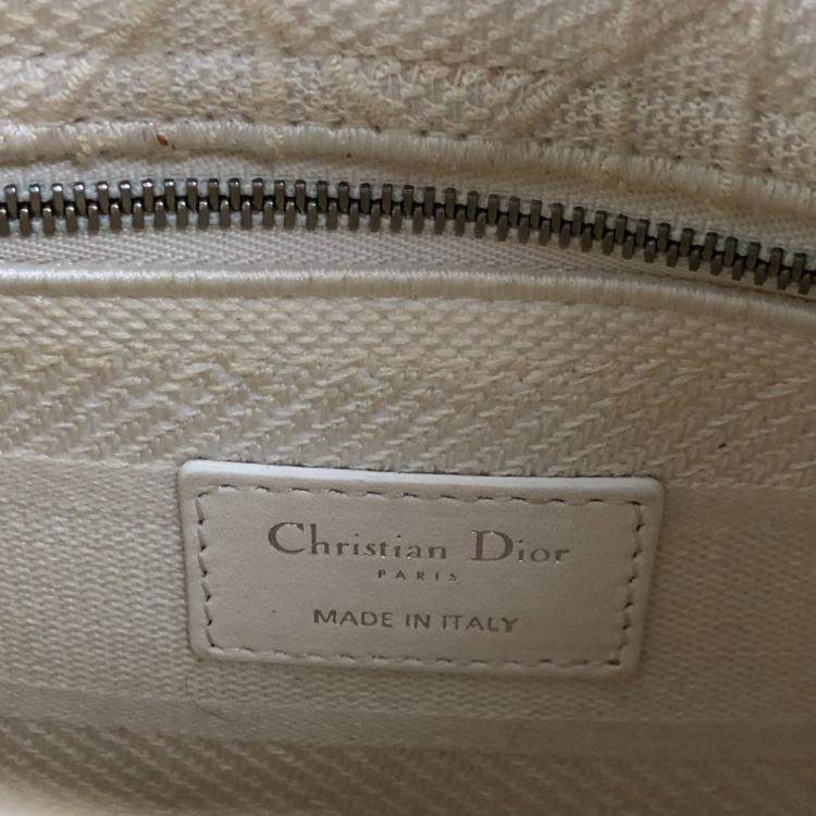 Pre Owned Dior Beige Canvas Lady D-Lite Medium Tote Bag