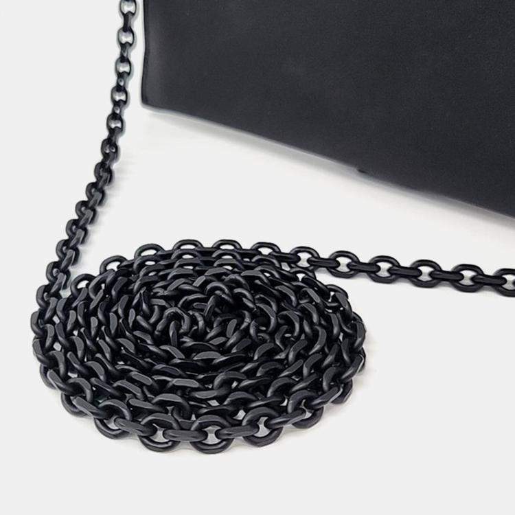 Pre Owned Dior Black Ultra-matte Leather Saddle Chain Wallet