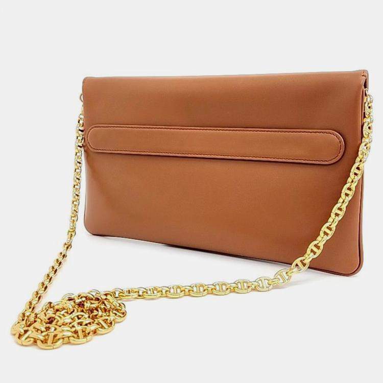 Pre Owned Dior Brown Leather Medium Clutch Bag