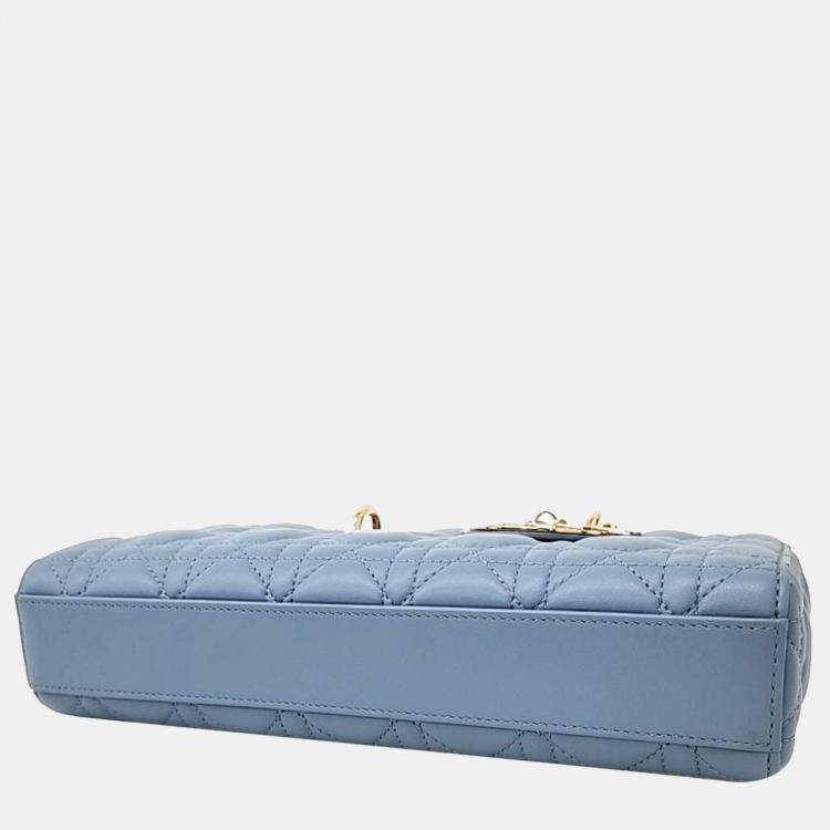 Pre Owned Dior Sky Blue Leather Medium Lady D-Joy Top Handle Bag