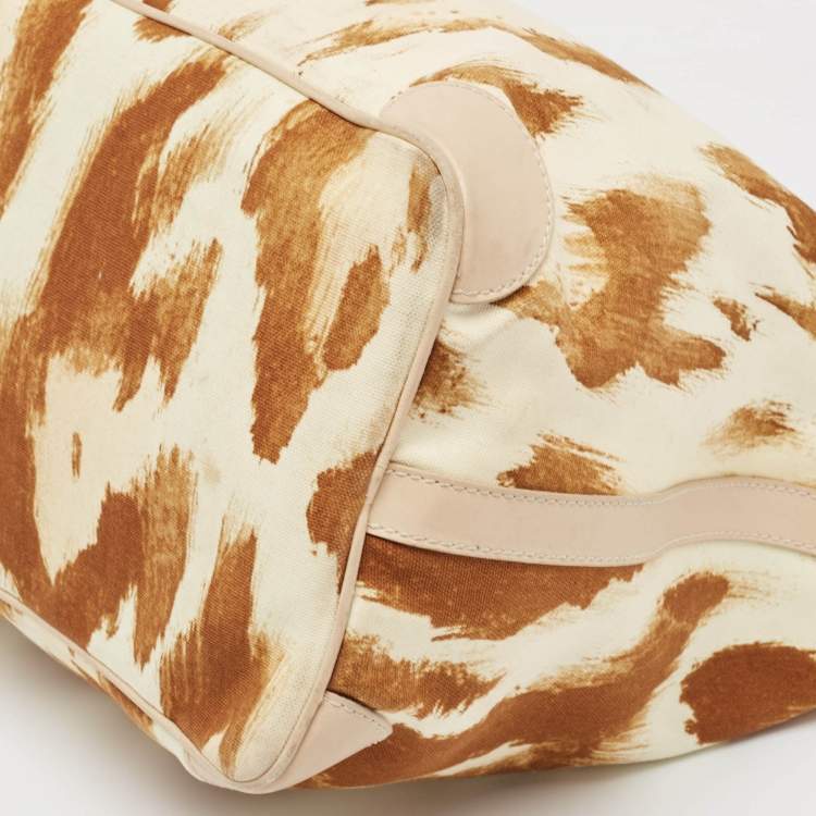 مملوكة مسبقًا Dior Beige/Brown Printed Canvas and Leather St. Tropez Tote 