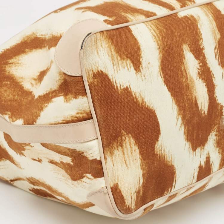 مملوكة مسبقًا Dior Beige/Brown Printed Canvas and Leather St. Tropez Tote 