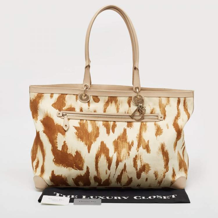 مملوكة مسبقًا Dior Beige/Brown Printed Canvas and Leather St. Tropez Tote 