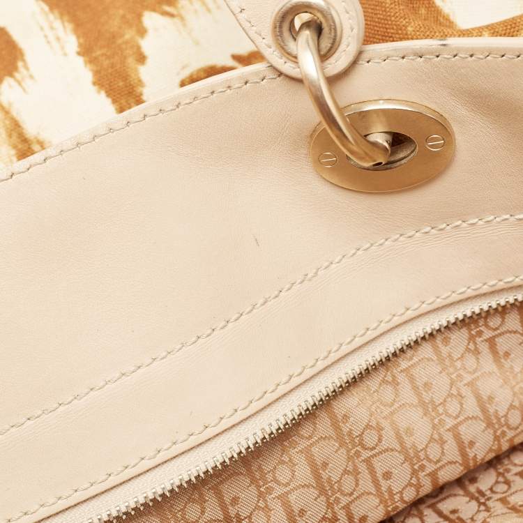 مملوكة مسبقًا Dior Beige/Brown Printed Canvas and Leather St. Tropez Tote 