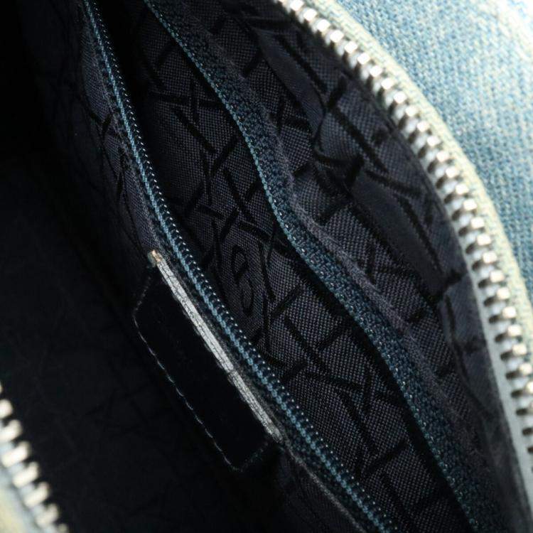 Pre Owned Dior Blue Denim Medium Lady Dior Tote Bag