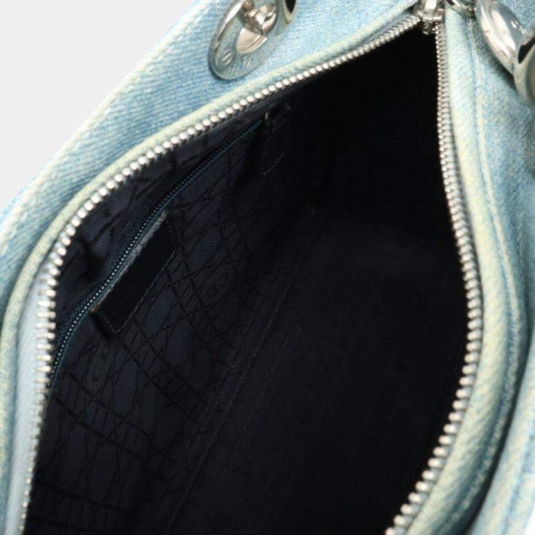 Pre Owned Dior Blue Denim Medium Lady Dior Tote Bag