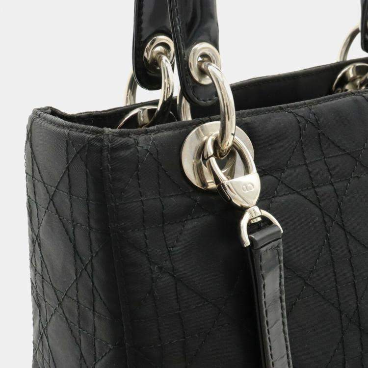 Pre Owned Dior Black Nylon Medium Lady Dior Tote Bag