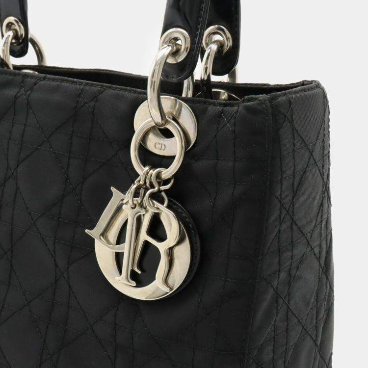 Pre Owned Dior Black Nylon Medium Lady Dior Tote Bag