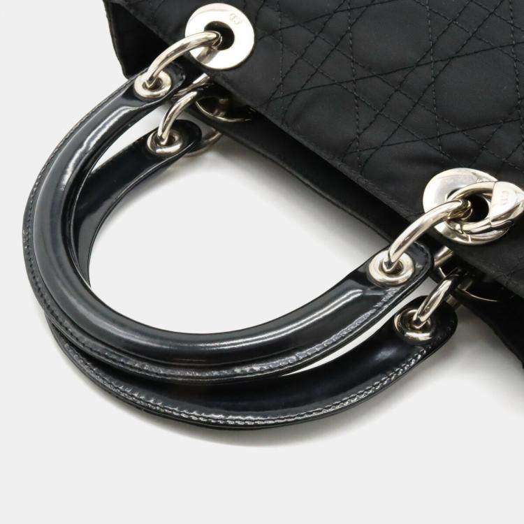Pre Owned Dior Black Nylon Medium Lady Dior Tote Bag