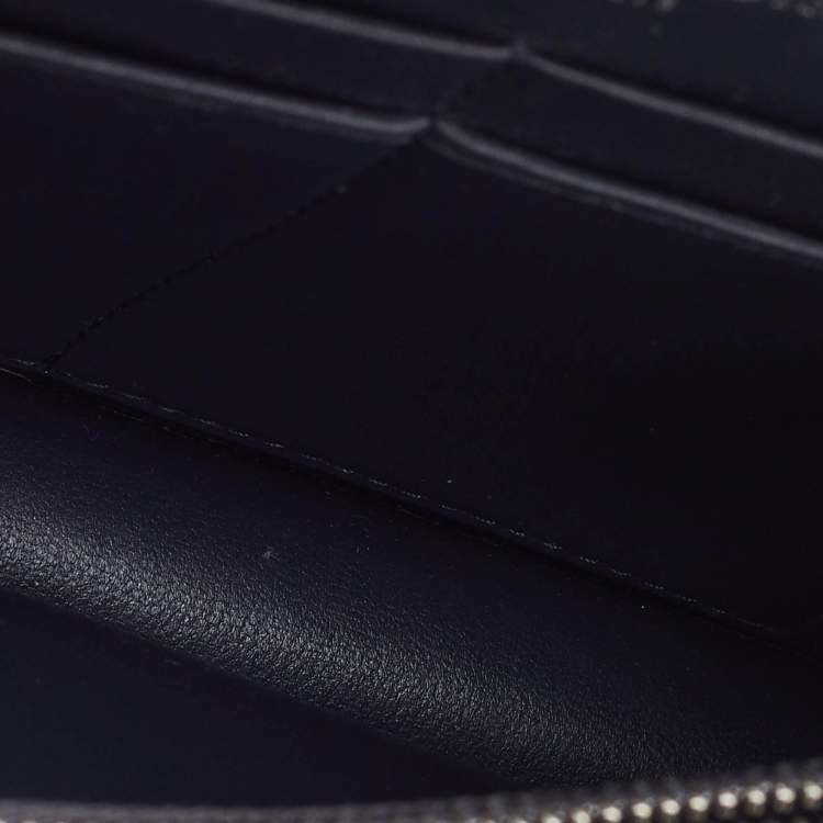 Pre Owned Dior SIlver Micro Cannage Patent Leather Diorama Wallet On Chain