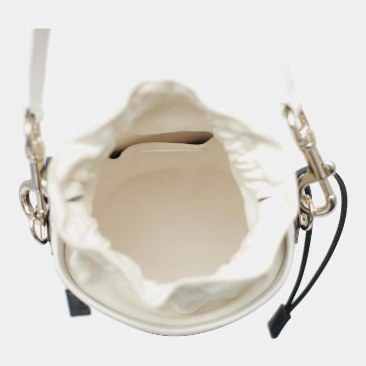 Pre Owned Dior White/Navy Blue Leather Vibe Bucket Bag