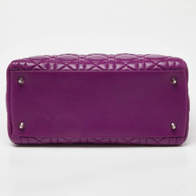 مملوكة مسبقًا Dior Purple Cannage Leather Medium Lady Dior Tote 