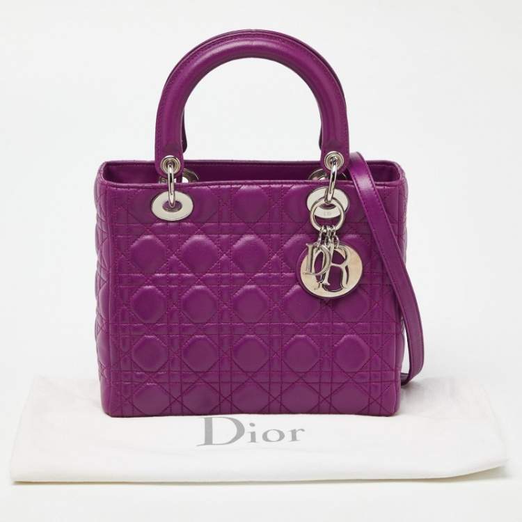 مملوكة مسبقًا Dior Purple Cannage Leather Medium Lady Dior Tote 
