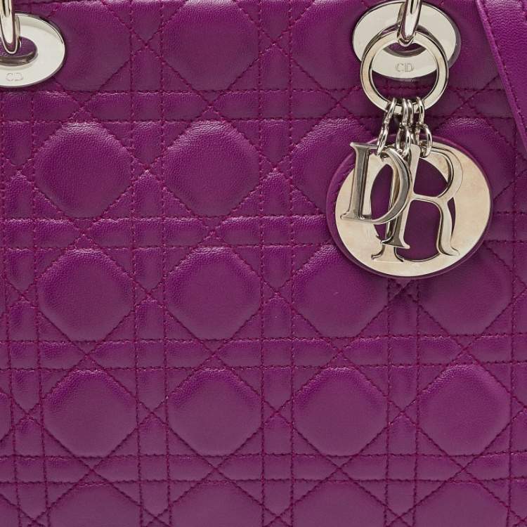 مملوكة مسبقًا Dior Purple Cannage Leather Medium Lady Dior Tote 