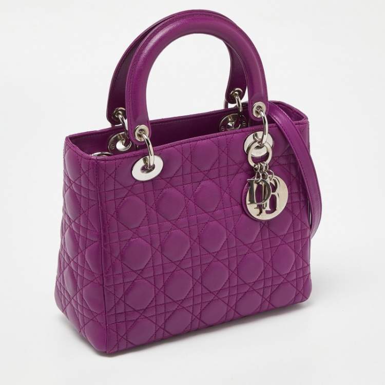 مملوكة مسبقًا Dior Purple Cannage Leather Medium Lady Dior Tote 