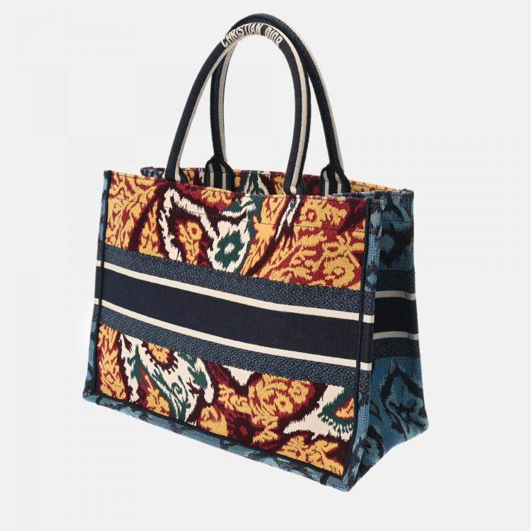 Pre Owned Dior Multicolour Canvas Embroidered Large Paisley Book Tote Bag