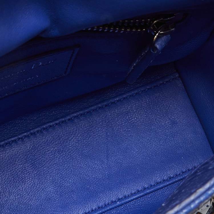 Pre Owned Dior Blue Python Mini Lady Dior Tote