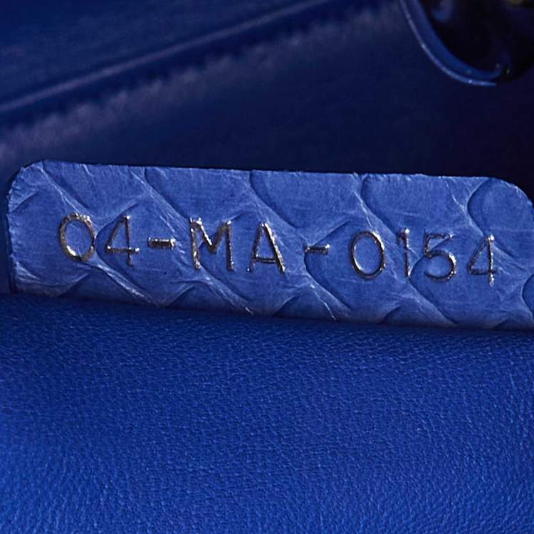 Pre Owned Dior Blue Python Mini Lady Dior Tote