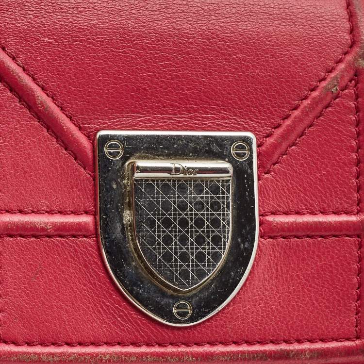 Pre Owned Dior Pink Leather Diorama Trifold Wallet