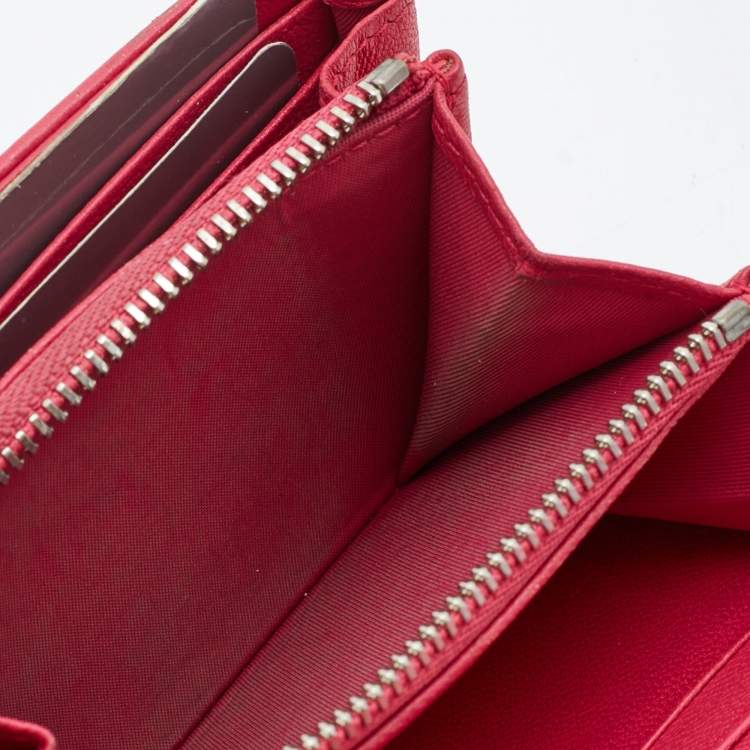 Pre Owned Dior Pink Leather Diorama Trifold Wallet