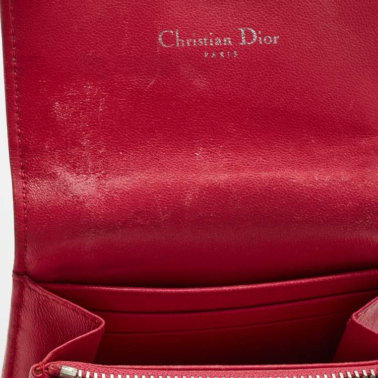 Pre Owned Dior Pink Leather Diorama Trifold Wallet