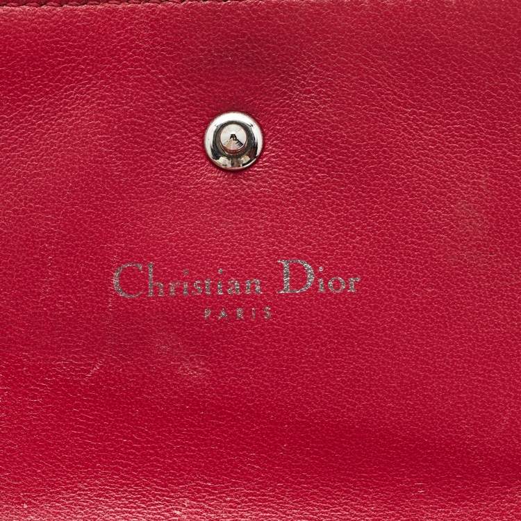 Pre Owned Dior Pink Leather Diorama Trifold Wallet