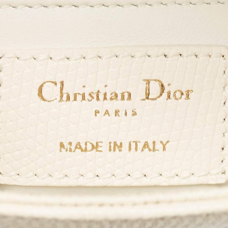 Pre Owned Dior Off White Lizard Mini Lady Dior Tote