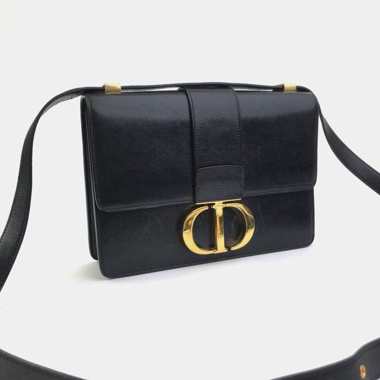 Pre Owned Dior Black Leather 30 Montaigne Shoulder Bag