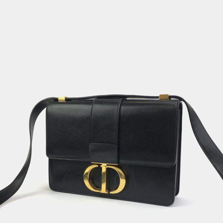 Pre Owned Dior Black Leather 30 Montaigne Shoulder Bag