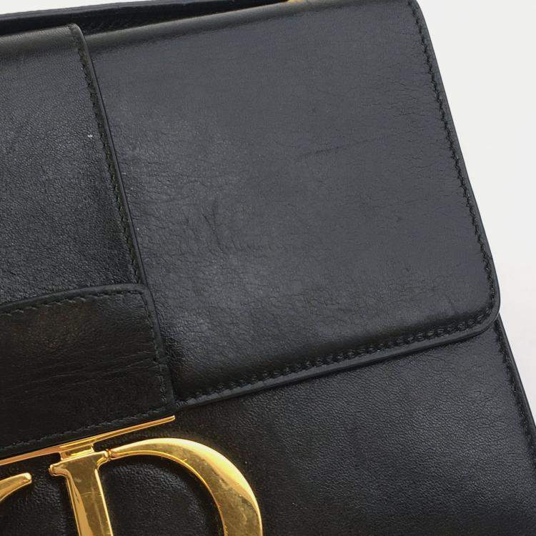 Pre Owned Dior Black Leather 30 Montaigne Shoulder Bag