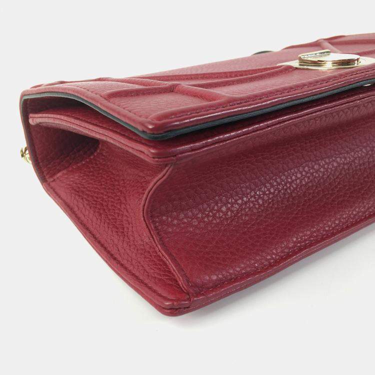 Pre Owned Dior Red Pebbled Leather Medium Diorama Shoulder Bag