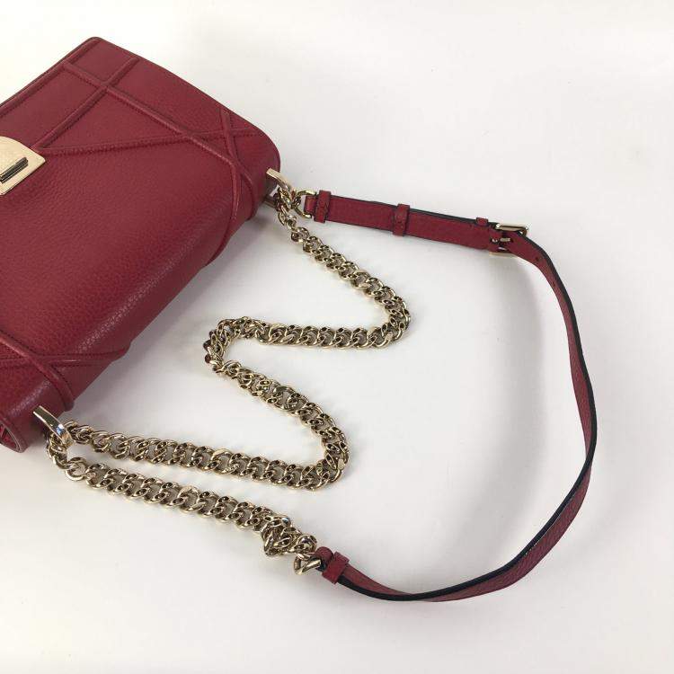 Pre Owned Dior Red Pebbled Leather Medium Diorama Shoulder Bag