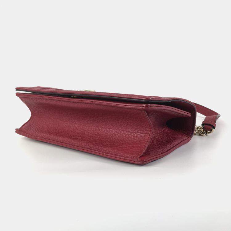 Pre Owned Dior Red Pebbled Leather Medium Diorama Shoulder Bag