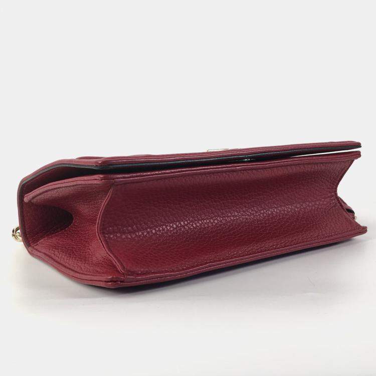 Pre Owned Dior Red Pebbled Leather Medium Diorama Shoulder Bag