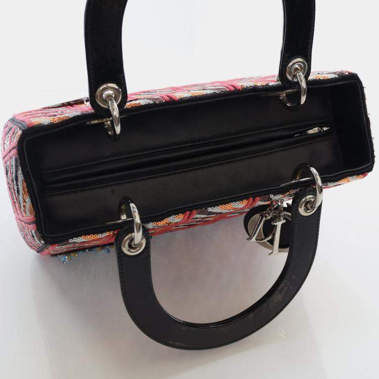 Pre Owned Dior Multicolor Leather and Sequin Medium Lady Dior Tote Bag
