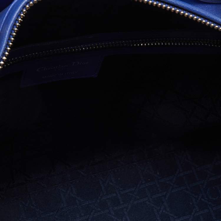 Pre Owned Dior Blue Cannage Leather Large Lady Dior Tote