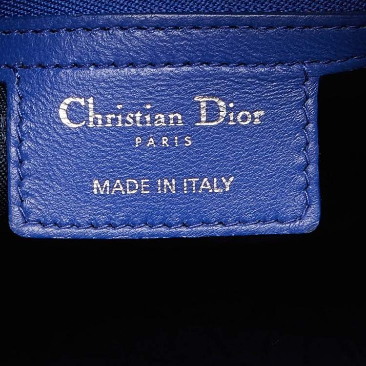 Pre Owned Dior Blue Cannage Leather Large Lady Dior Tote
