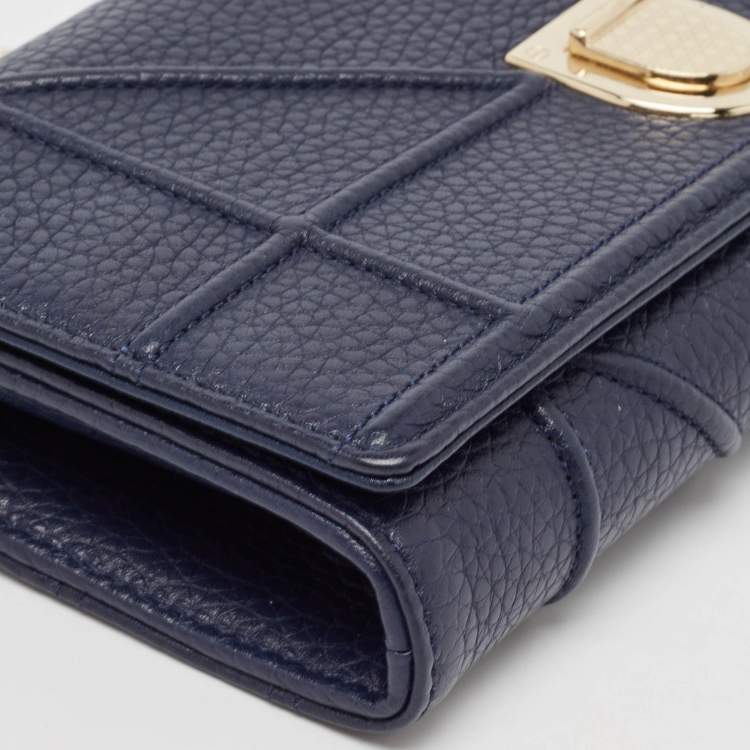 Pre Owned Dior Navy Blue Leather Diorama Wallet on Chain
