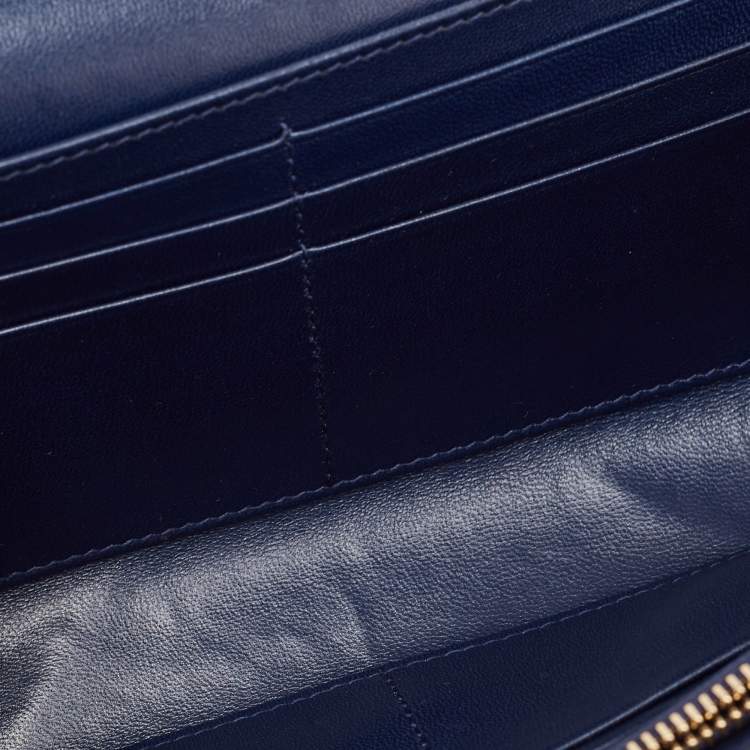 Pre Owned Dior Navy Blue Leather Diorama Wallet on Chain