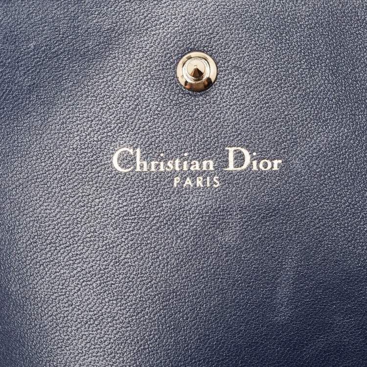 Pre Owned Dior Navy Blue Leather Diorama Wallet on Chain
