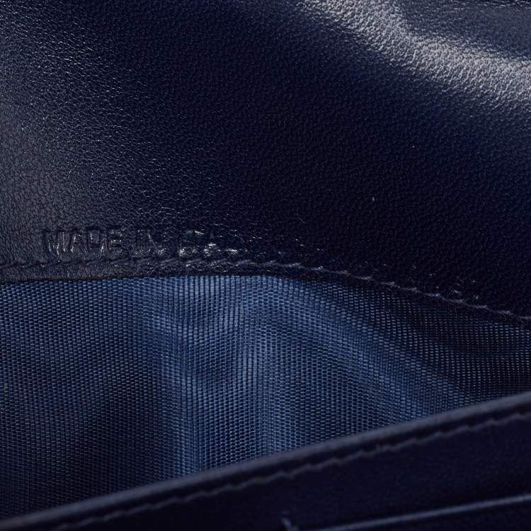 Pre Owned Dior Navy Blue Leather Diorama Wallet on Chain