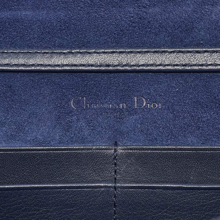 Pre Owned Dior Navy Blue Leather Studded Diorama Wallet on Chain
