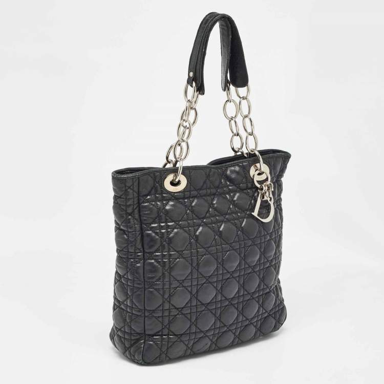 Pre Owned Dior Black Cannage Quilted Leather Soft Lady Dior Tote